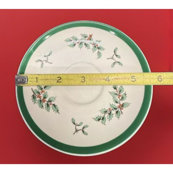Set Of 3 Spode Christmas Tree 8 oz Tea Cup Saucer Coffee Mugs Vintage Red Green - Picture 13 of 15